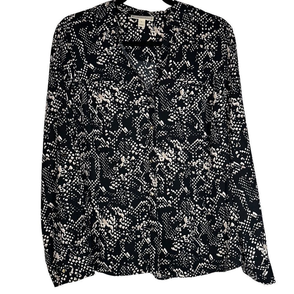 Dana Buchman Black&Beige Animal Print Blouse